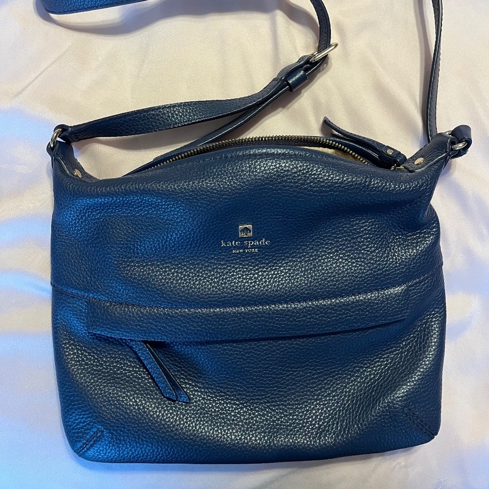 Kate Spade Navy Blue Pebbled Leather Crossbody Shoulder Bag
